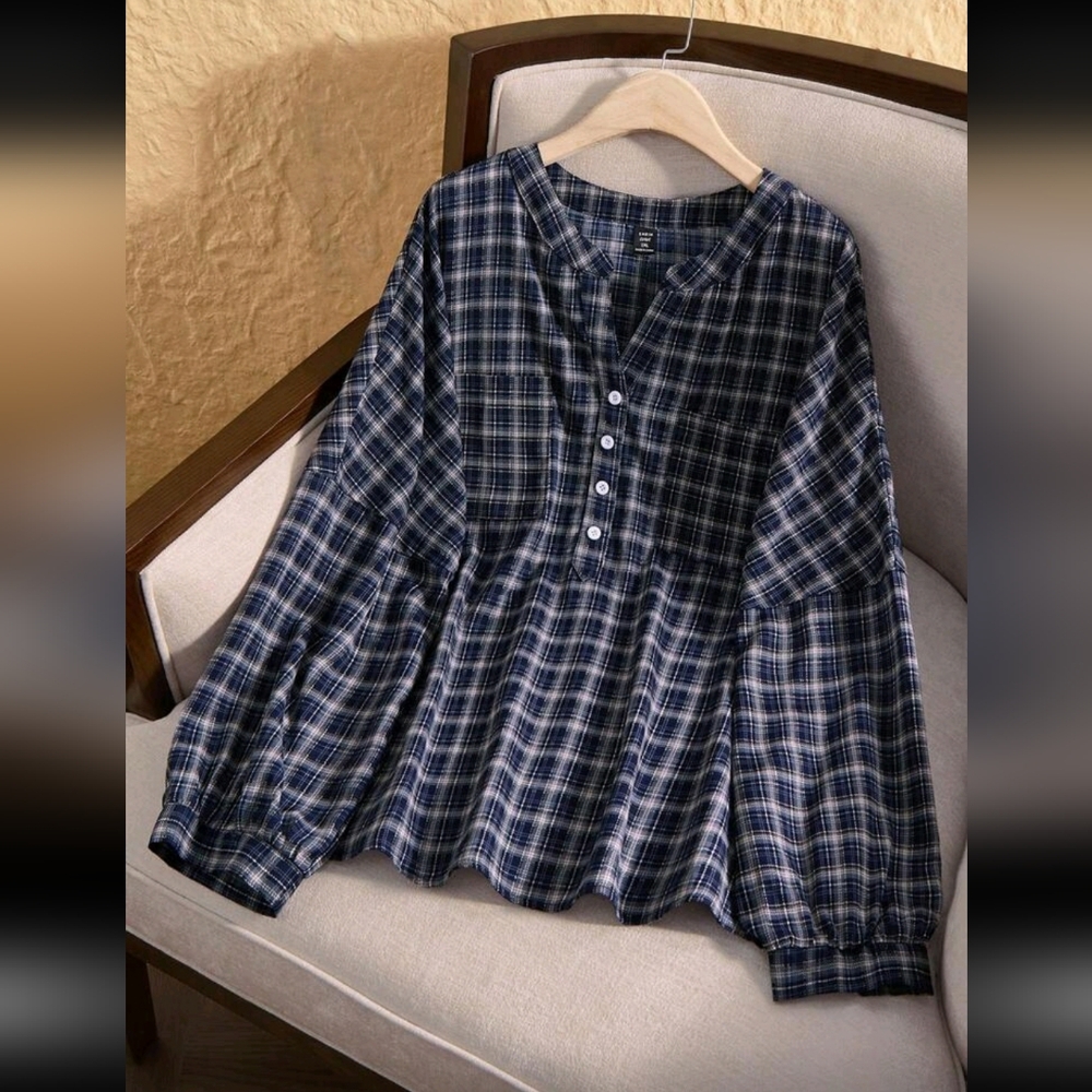 SALE ** BRAND NEW ** SUPER CUTE SOFT BLUE PLAID TOP